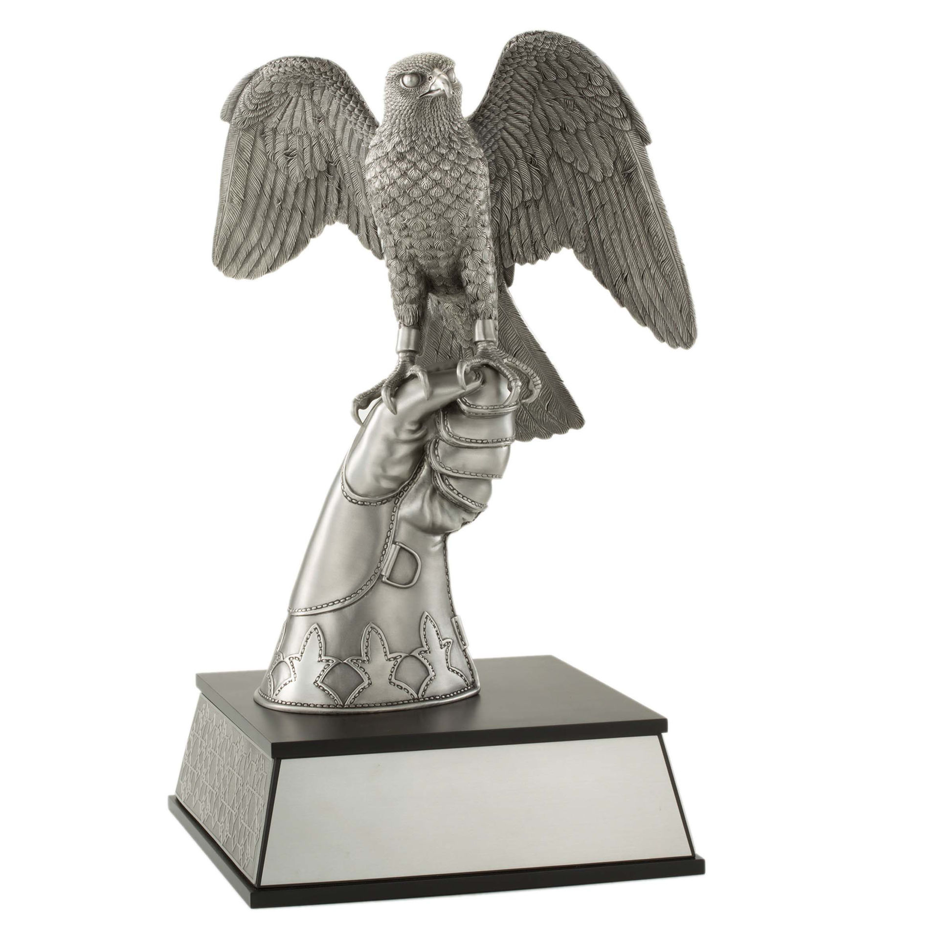 Picture of Arabian Falcon Perched on Hand Sculpture - Pewter Satin Finish